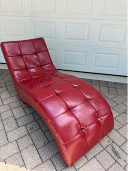 Red Tufted Chaise Lounge Chair Modern Accent Chair