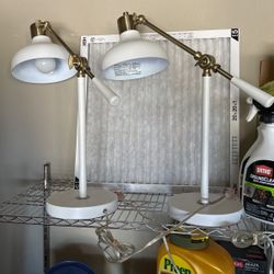 2 White Modern Lamps 