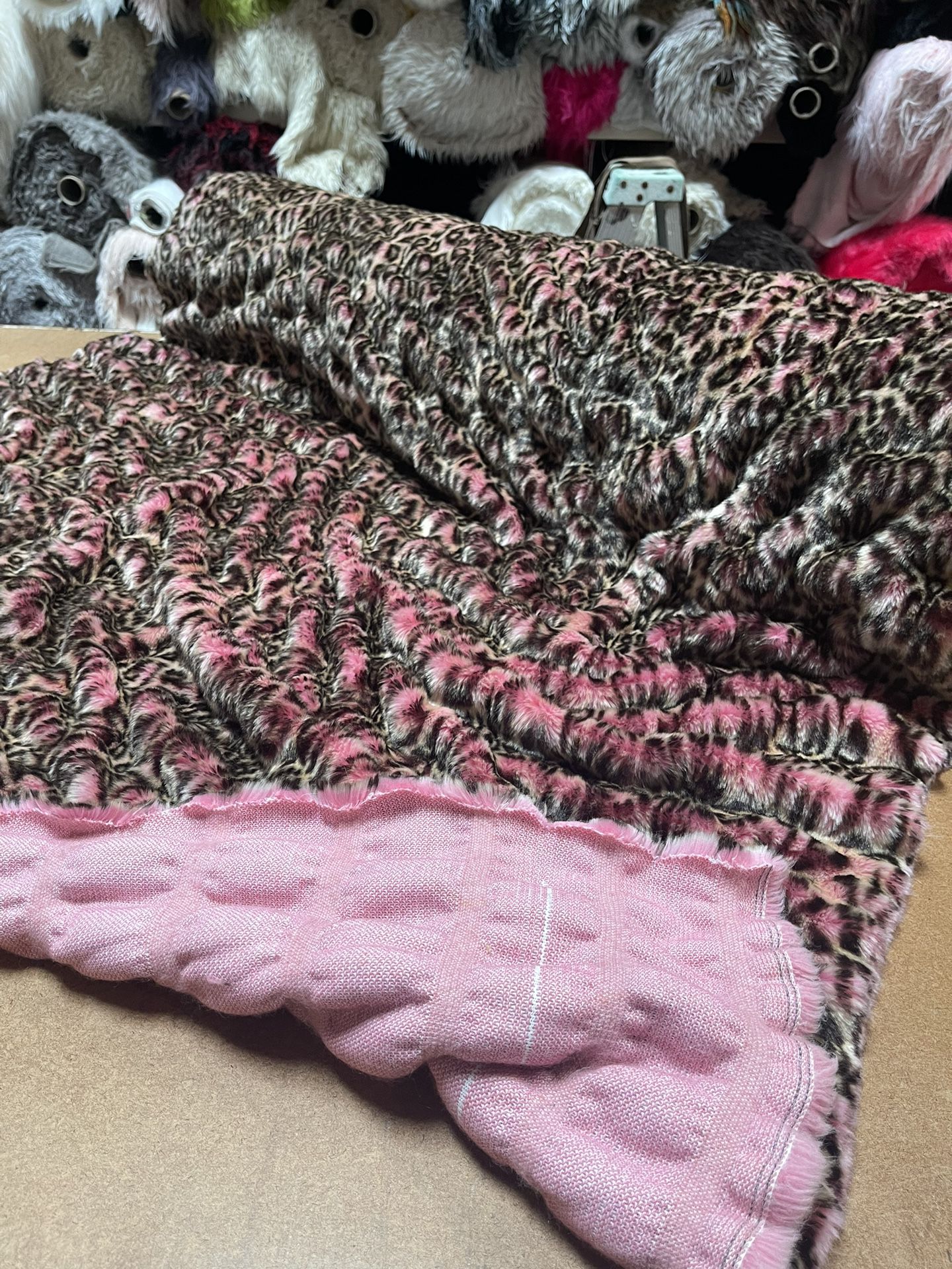 3 Yards Rose Leopard Faux Fur Fabric Roll Fur Accents Warehouse Liquidation Sale