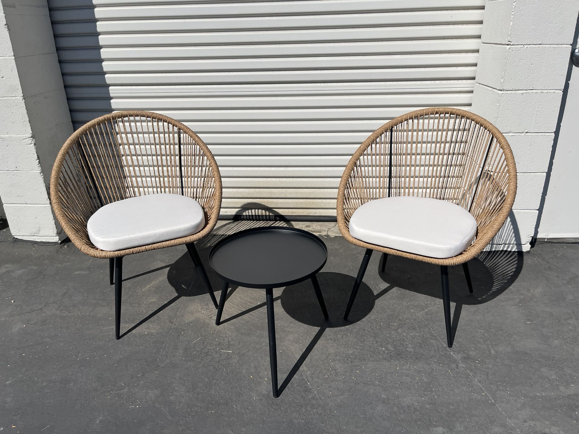 3-Piece Outdoor Patio Furniture Set With Swivel Chairs