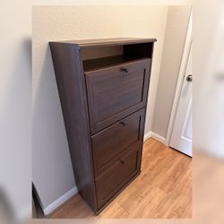 IKEA BRUSALI Shoe Cabinet – 3 Compartments, Brown