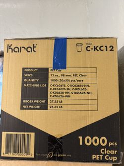 One Case Of 1,000 x 12oz Clear Plastic Cups 