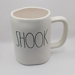Rae Dunn Artisan Collection by Magenta "Shook" Mug, white with Black letters
