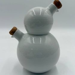 Thomas Germany White Porcelain Double Sphere Oil And Vinegar Pitcher With Corks
