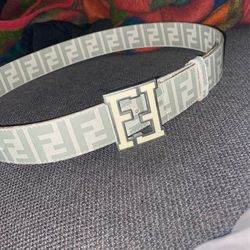White Fendi Belt
