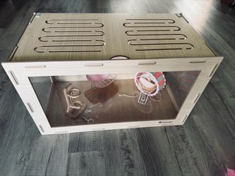 Wooden hamster cage with accessories included