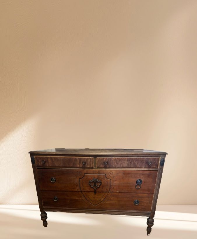 Hand Carved, Solid Wood 4 Drawer Dresser