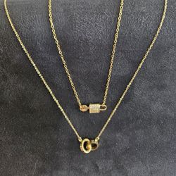  Necklace 18k Gold Plated 2 Pieces 