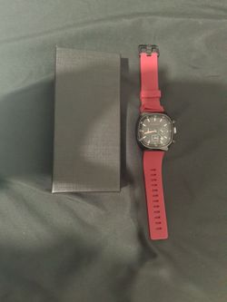 Longbro Watch with red silicone strap