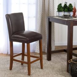 2 Brown Faux Leather Bar Stools – Excellent Condition