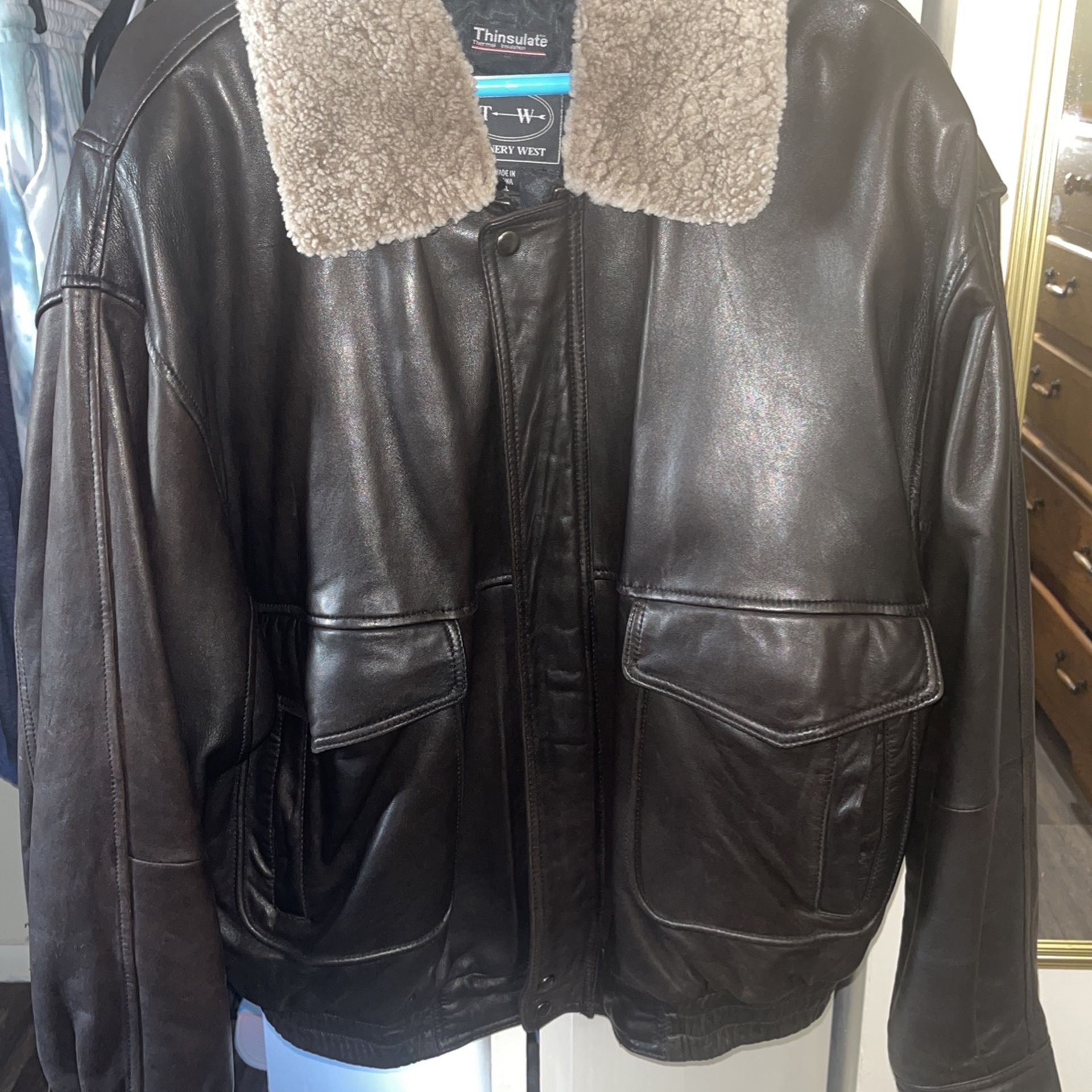 Thinsulate Leather Bomber Jacket