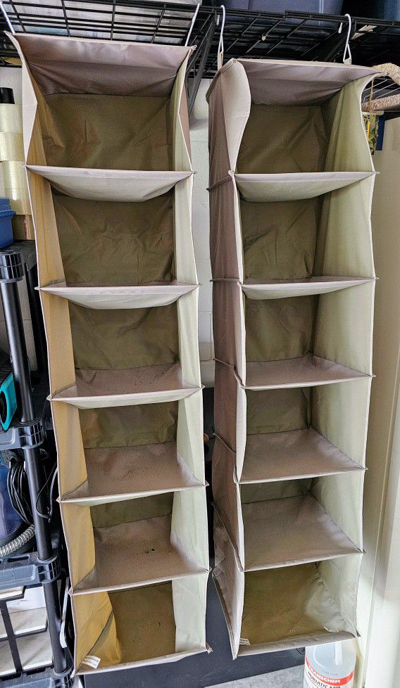 Two pack of 6-Shelf Hanging Organizer for clothes, hats, shoes, and more!

Color: gray