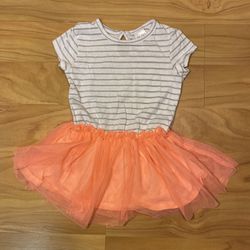 Girls Okie Dokie Sparkle Top With Peach Tulle Skirt