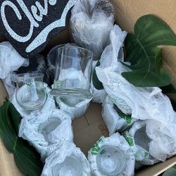 12 Piece Glass Set For Decor And Leaves