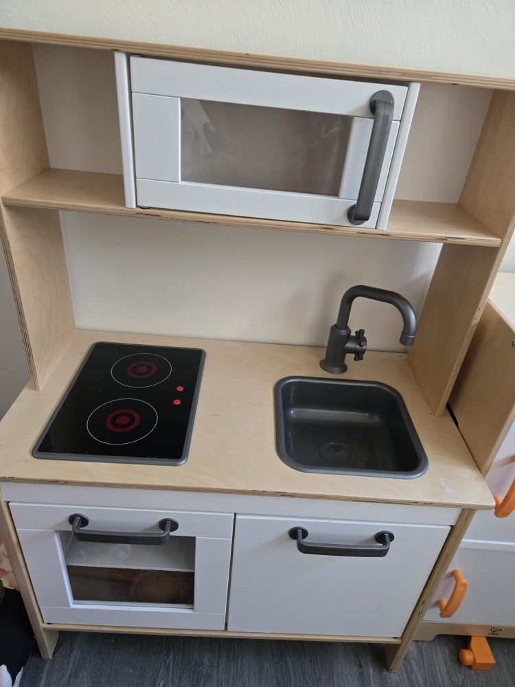Wooden Kitchen And Fridge