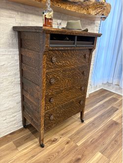Vintage Western Tiger Oak Dresser