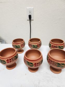 Hand Painted Clay Cups New 