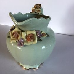 Antique Willoughby Studio Ceramic Floral Pitcher