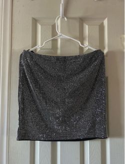 Black Rhinestone Mini Skirt