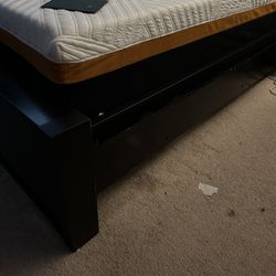 King size bed frame with steal platform & mattress (no box springs needed)