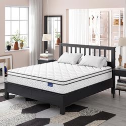 Vesgantti Queen Mattresses, 14 Inch Queen Size Hybrid Mattress in a Box, Ergonomic Design with Breathable Momory Foam and Pocket Spring/Medium Firm Fe