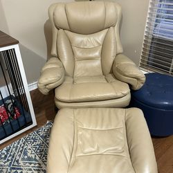 BarcaLounger Leather Recliner With Ottoman