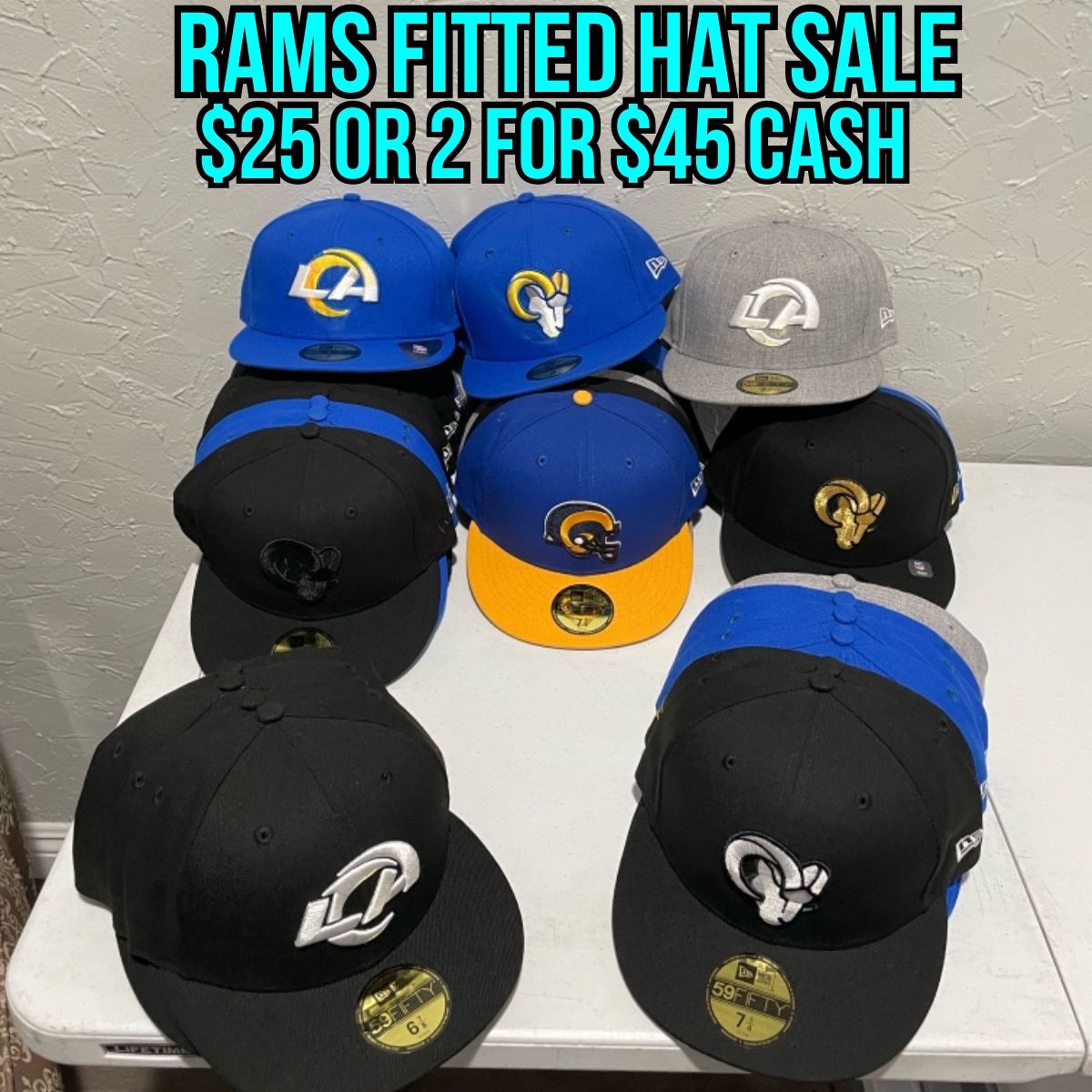 Alpha Industries x Los Angeles Rams 59FIFTY Fitted Hat, Blue - Size: 7 1/2, NFL by New Era