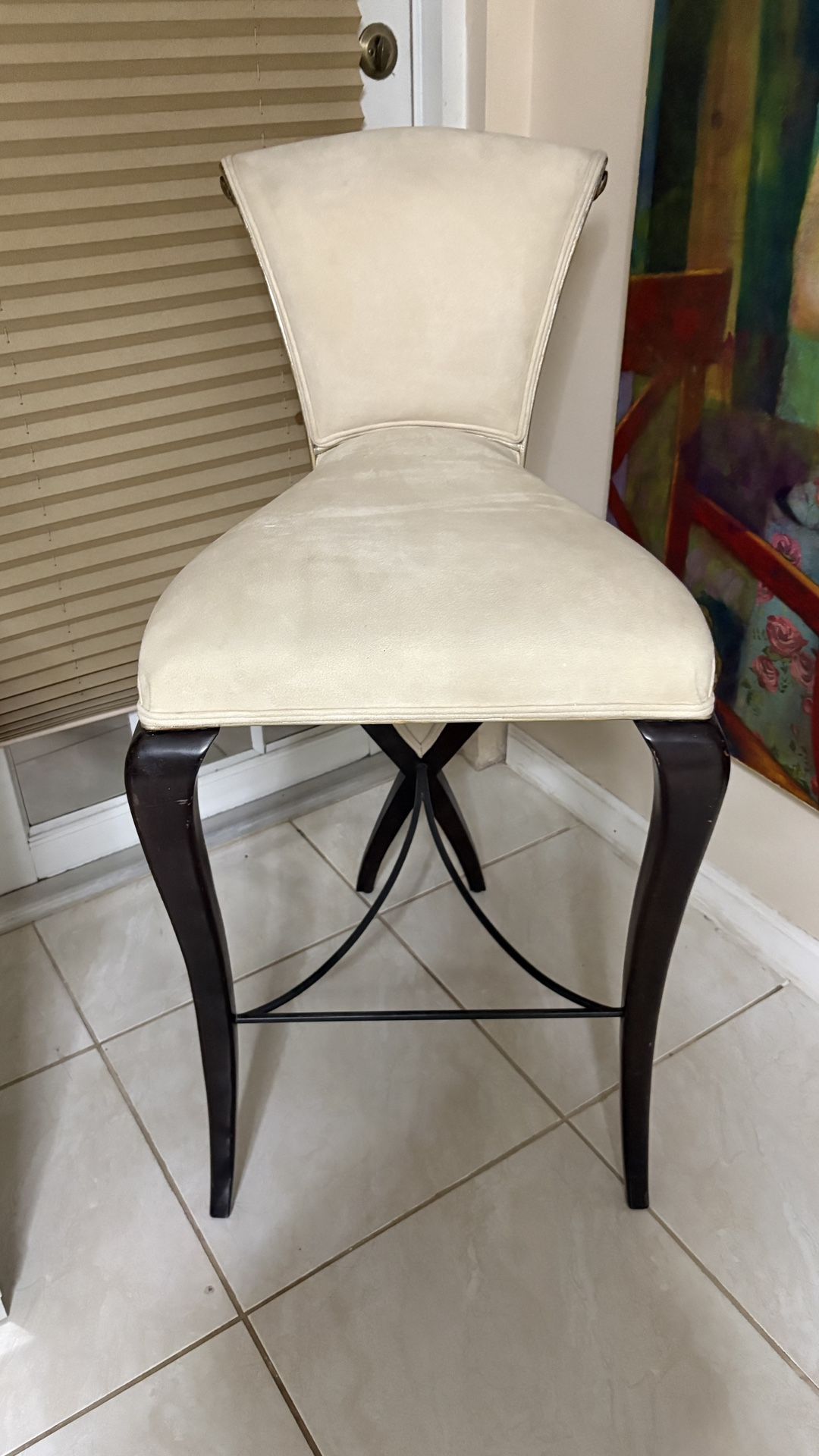 CHRISTOPHER GUY EVA BAR STOOL - BROWN WOOD /WHITE DANRIC