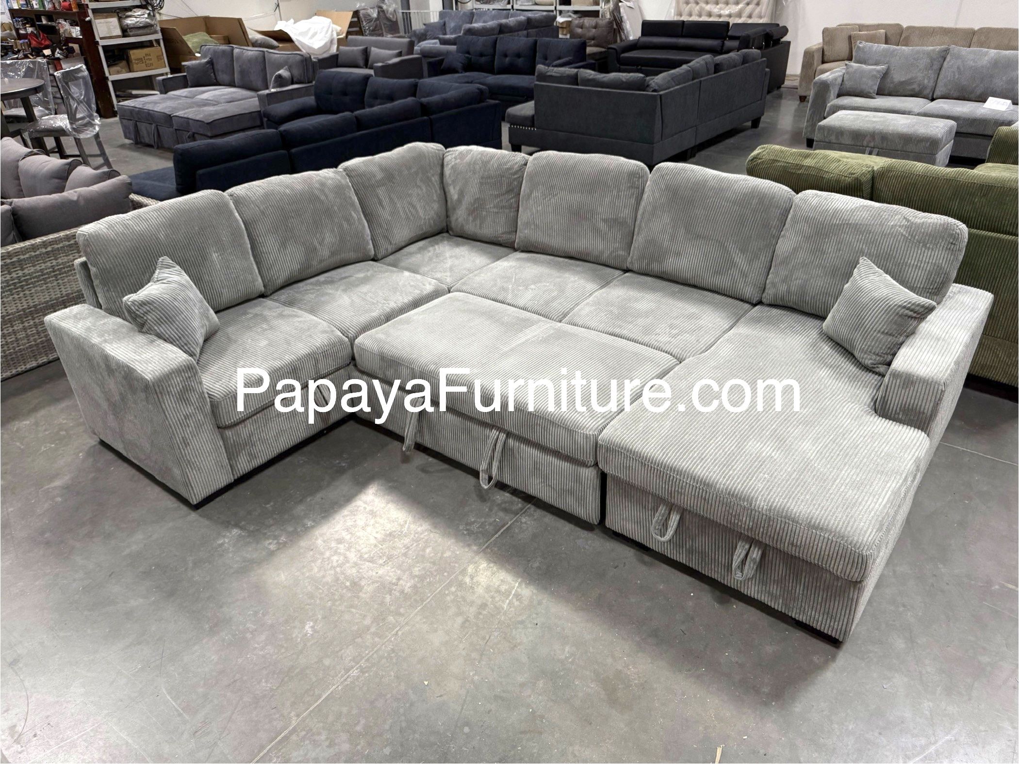 New! Large Sectional Sofa Bed, Plush Sectional Sofa Bed, Sleeper Sofa, Couch, Sectional, Grey Sectional Couch, Gray Sofa Bed,Corduroy Sleeper Sofa Bed