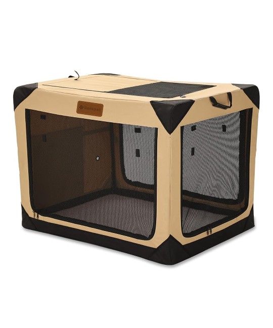36 Inch Collapsible Soft Dog Crate for Large Dogs, 4-Door Foldable Travel Dog Kennel with Durable Mesh Windows for Indoor & Outdoor Portable Pet Crate