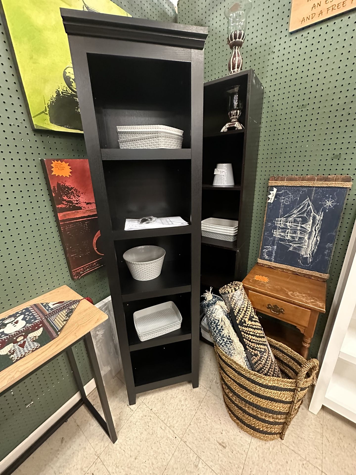 Bookcase - Tall Narrow Black Very Sturdy NEW