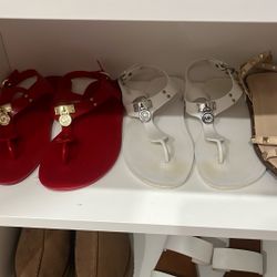 Michael Kors red and white sandals 