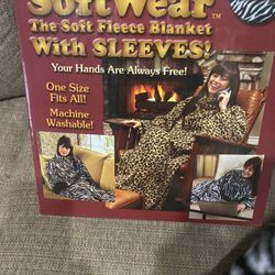 Zebra Fleece Blanket With Sleeves 