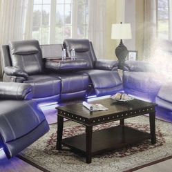 Power Electric Fully Reclining Three Piece Couch Set 