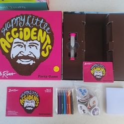 Happy Little Accidents Bob Ross Party Drawing Game NEW Open Box, all parts are still sealed
