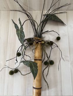 Tropical Floral Bamboo Wall Art Hanging - Set Of 2