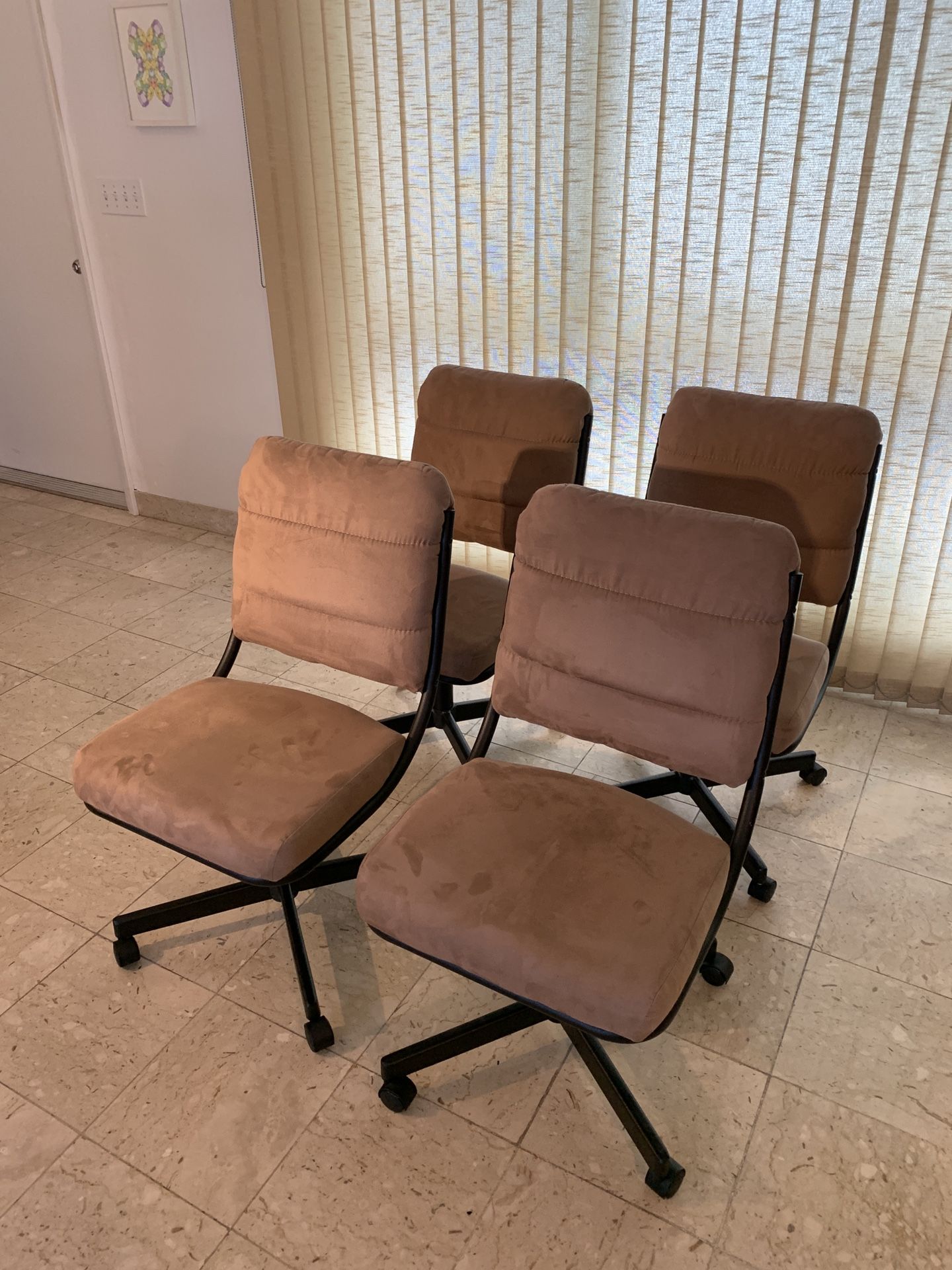 Modern Ultrasuede Rolling Dining Chairs