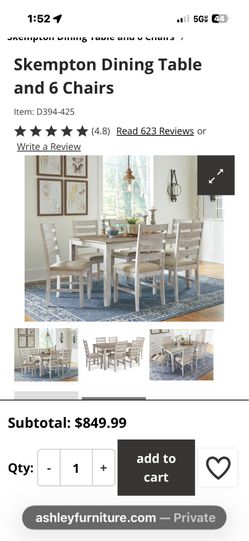 Farmhouse table with 6 chairs