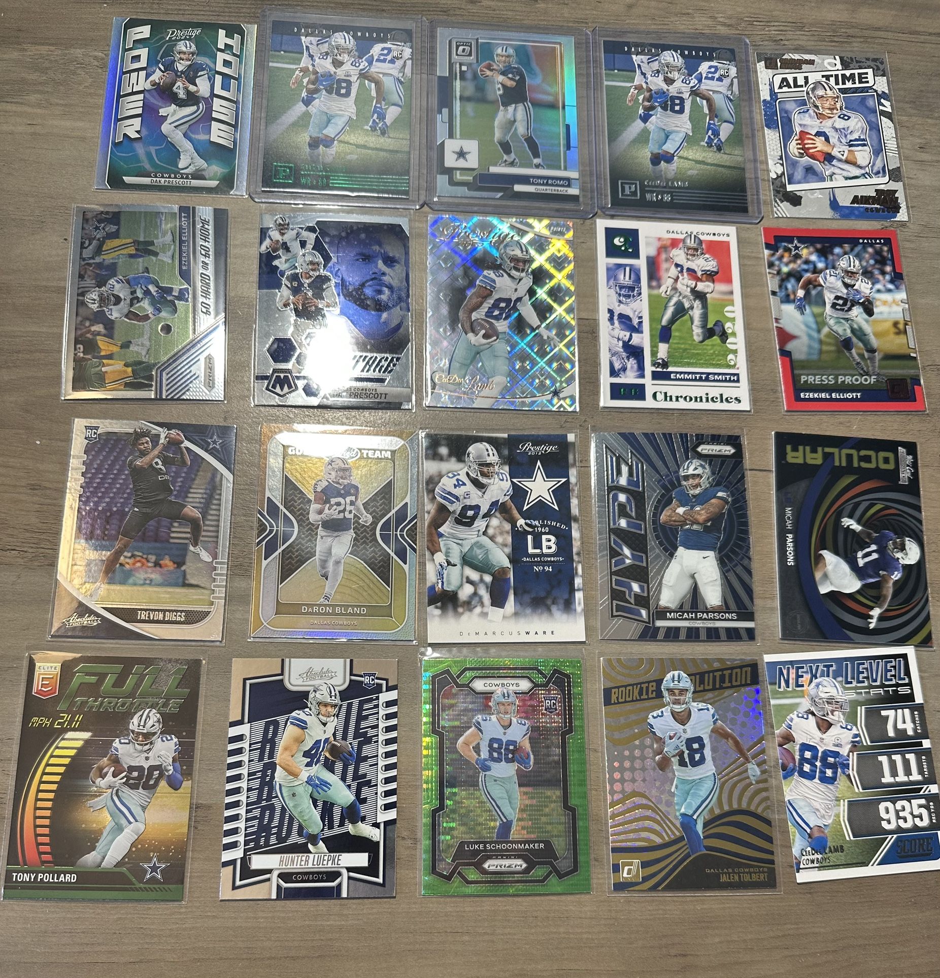 Dallas Cowboys Rookie & Vet Color/Insert Lot (37) - Lamb, Dak, Parsons, Zeke
