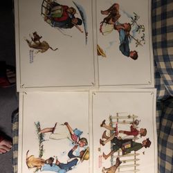 Norman Rockwell Place Mat Set. Four seasons.