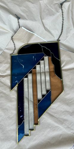 Bold Geometric Stained Glass Panel – Art Deco-Inspired Statement Piece
