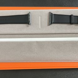 NEW HERMES Black Leather APPLE WATCH STRAP 100% Authentic