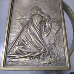 RARE  HEAVY Bronze Plaque - ANTIQUE - Jesus Praying