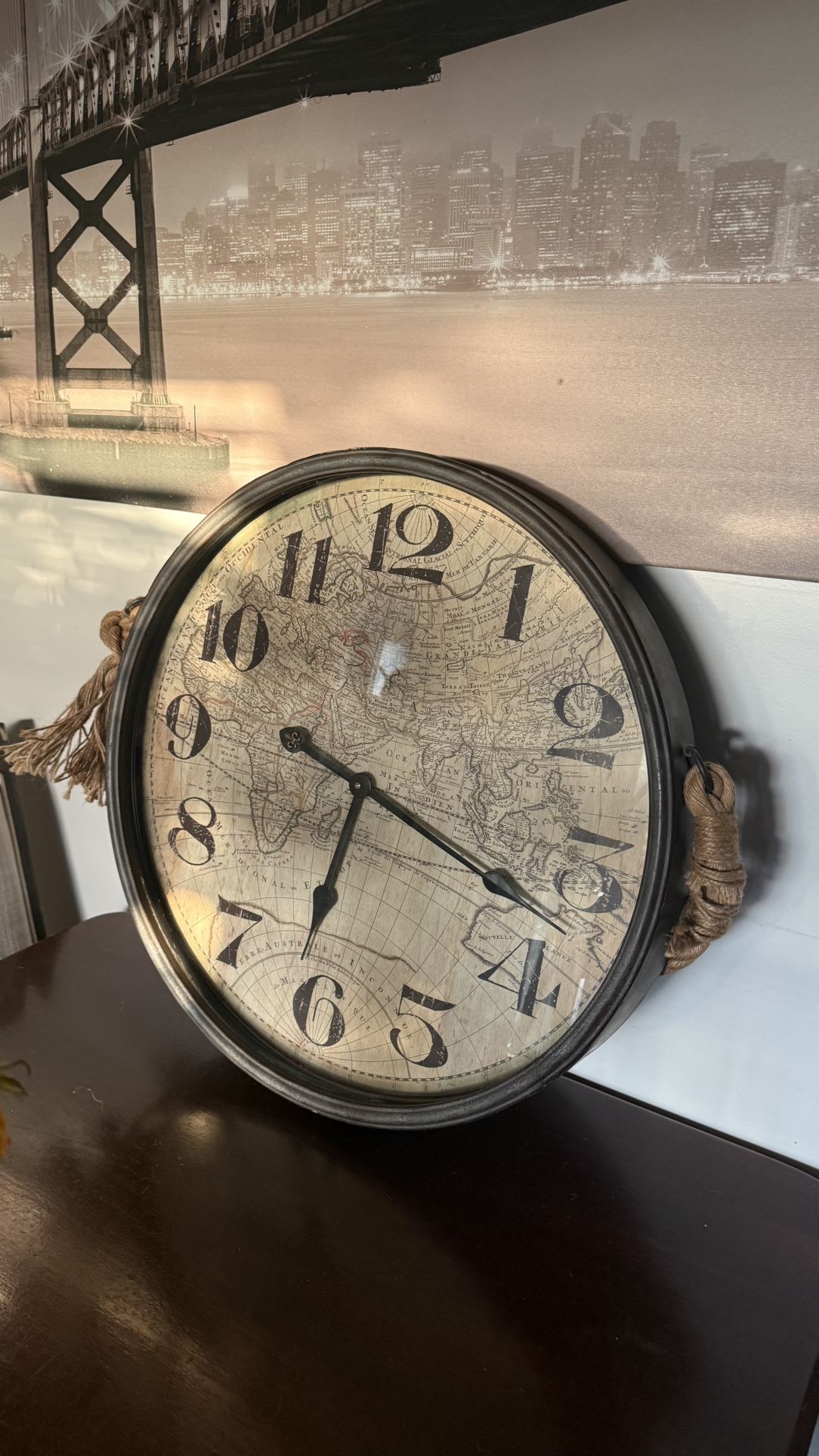 Large World Map Style Clock