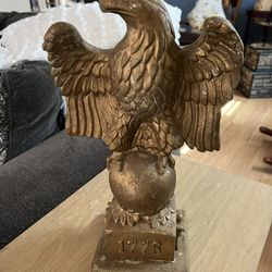 Vintage Plaster Eagle Statue 15 1/2 Inches Tall Has Some Nicks 