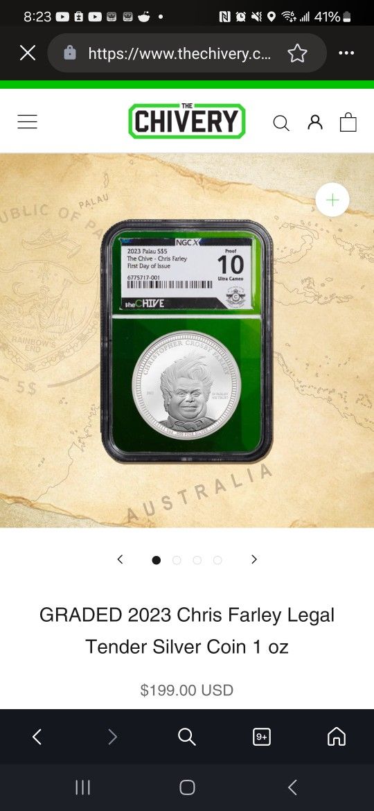 2023 Nation Of Palau Chris Farley Silver $5 Coin