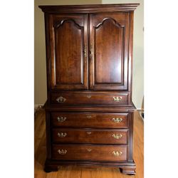 Dresser Armoire Hutch with Drawers 41” Length x 22” Width x 75” Height Elegant Bedroom Decor Gold Handles Victorian