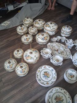Large Floral Ceramic Cookware and Dinnerware Set