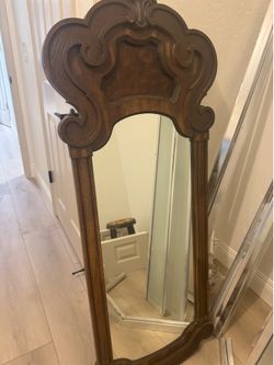 Heavy large vintage wood mirror