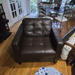 Oversized Brown Leather Sofa Chair